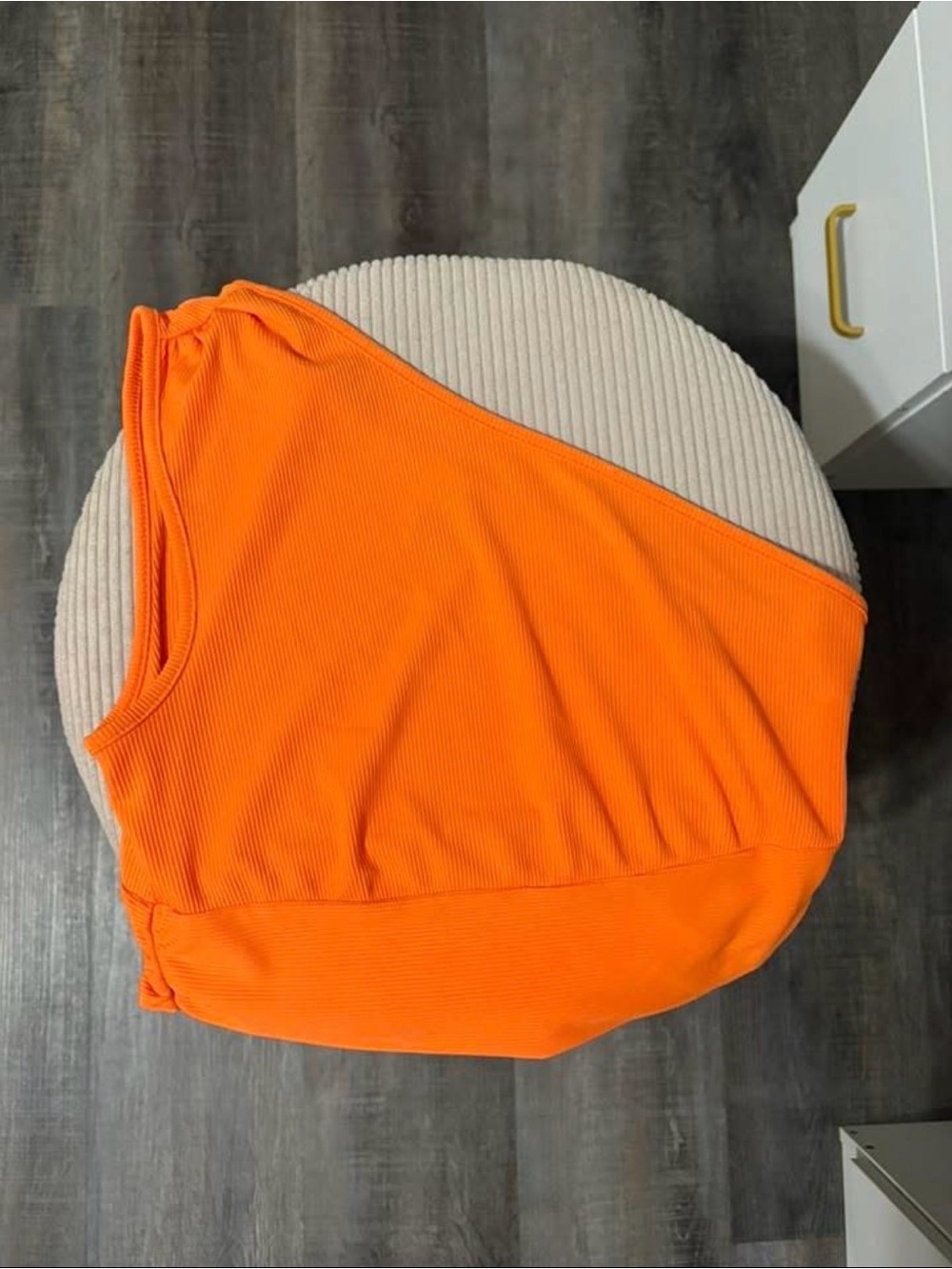 Orange one shoulder cropped tank top size small